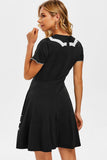 Vestido de Halloween de impressão de morcego preto