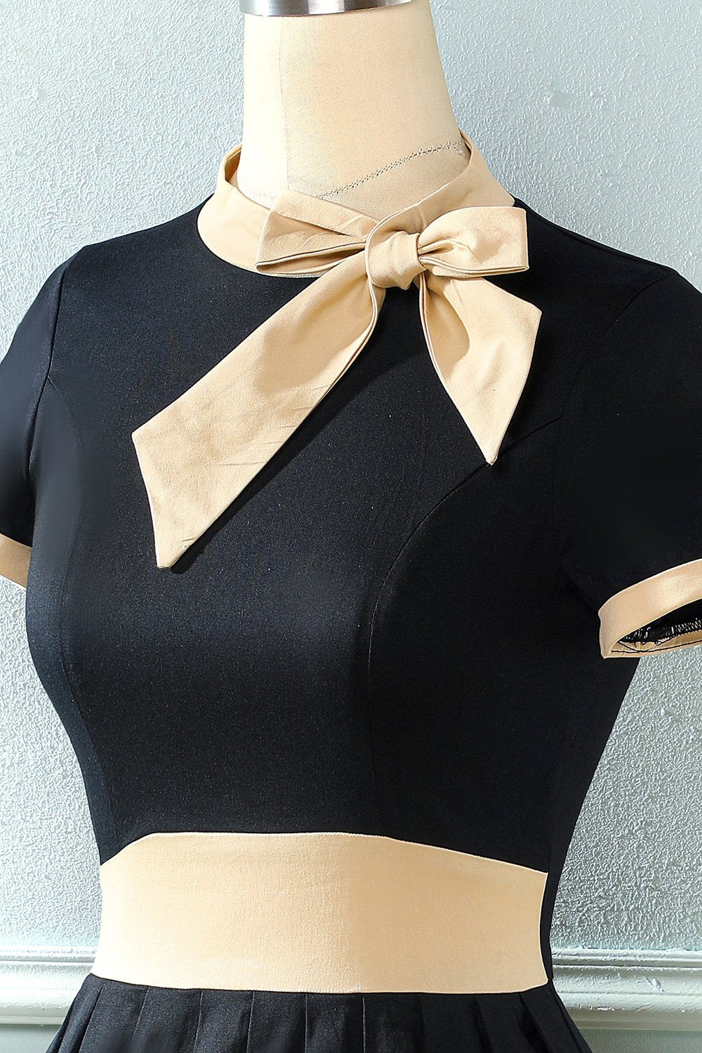 Vestido vintage de estilo retrô Burgundy com Bowknot