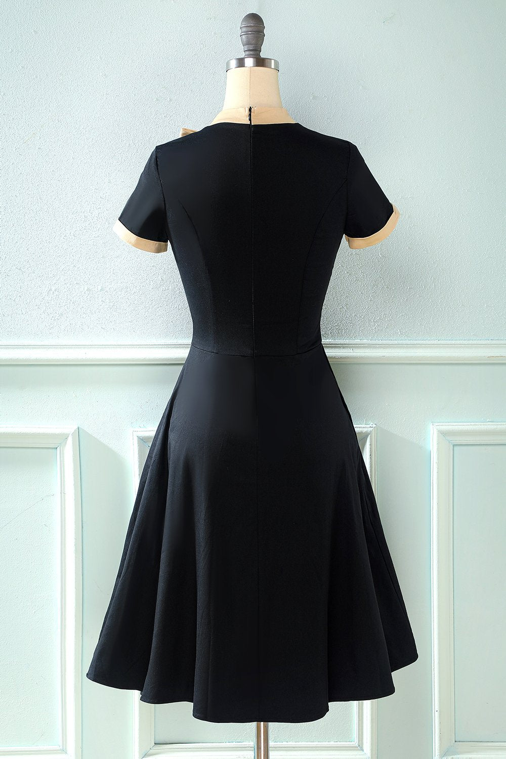 Vestido vintage de estilo retrô Burgundy com Bowknot