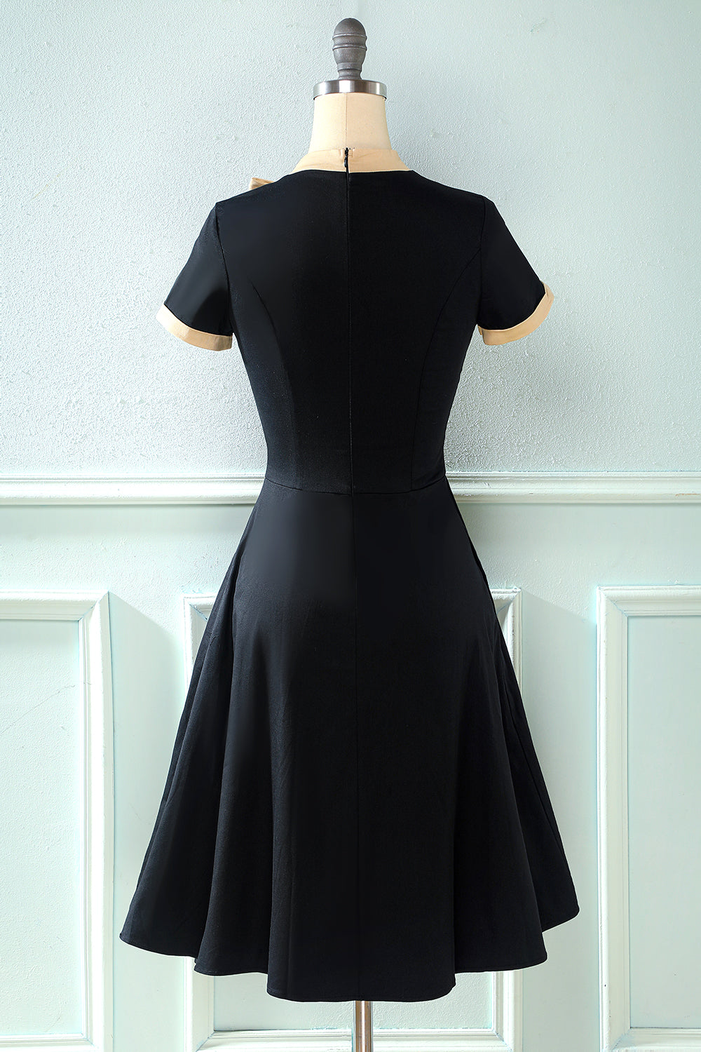 Vestido vintage de estilo retrô Burgundy com Bowknot