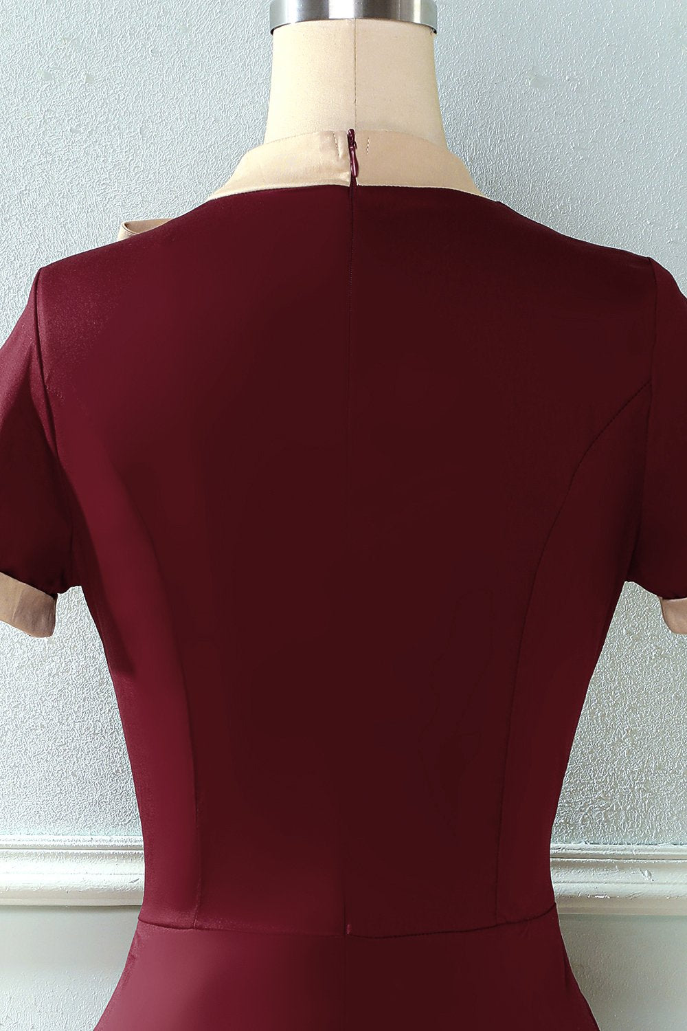 Vestido vintage de estilo retrô Burgundy com Bowknot