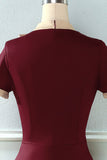 Vestido vintage de estilo retrô Burgundy com Bowknot