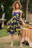 Vestido Azul Marinho Halter Limão Pin Up