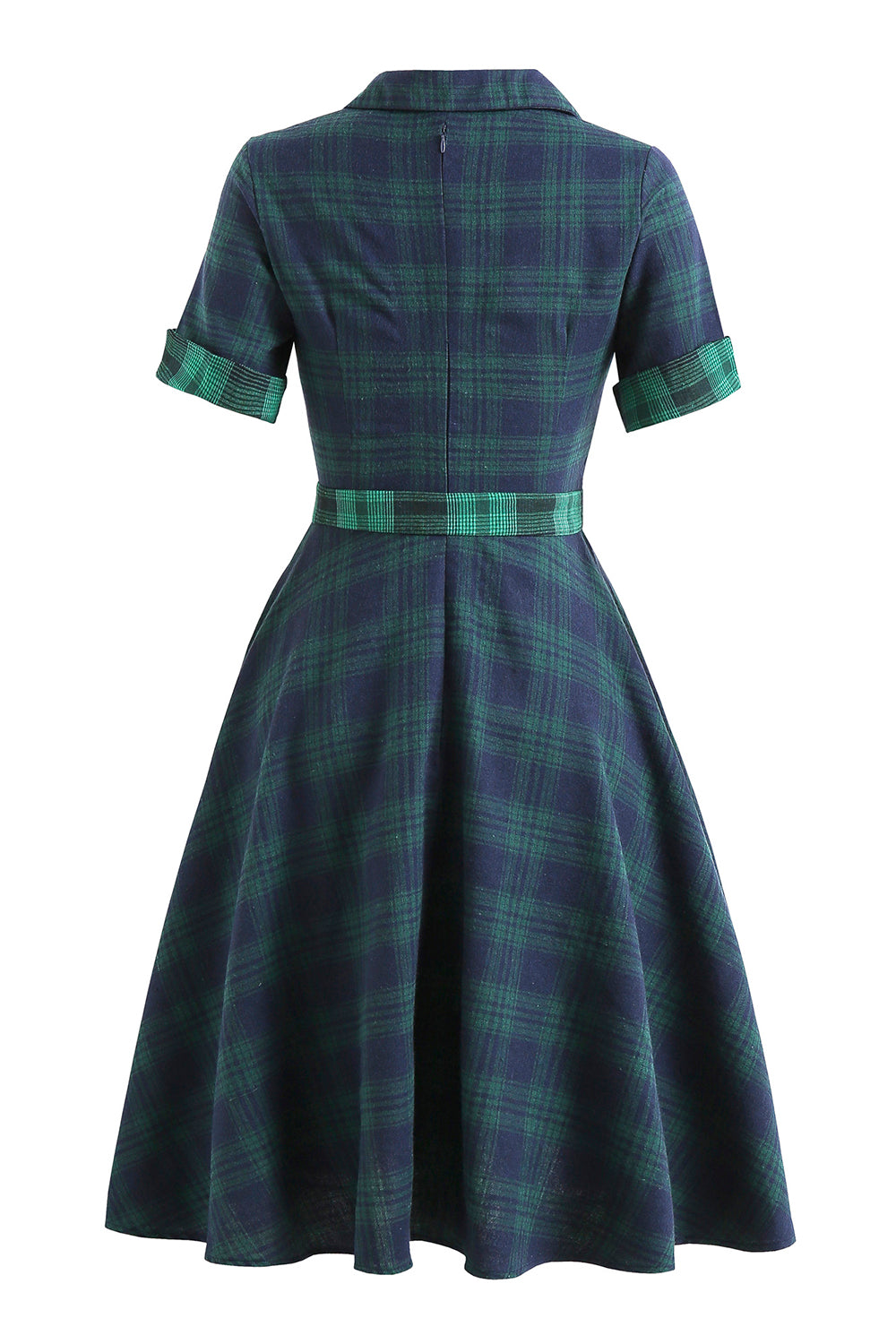 Vestido verde xadrez de 1950