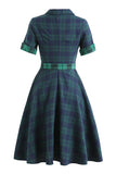Vestido verde xadrez de 1950