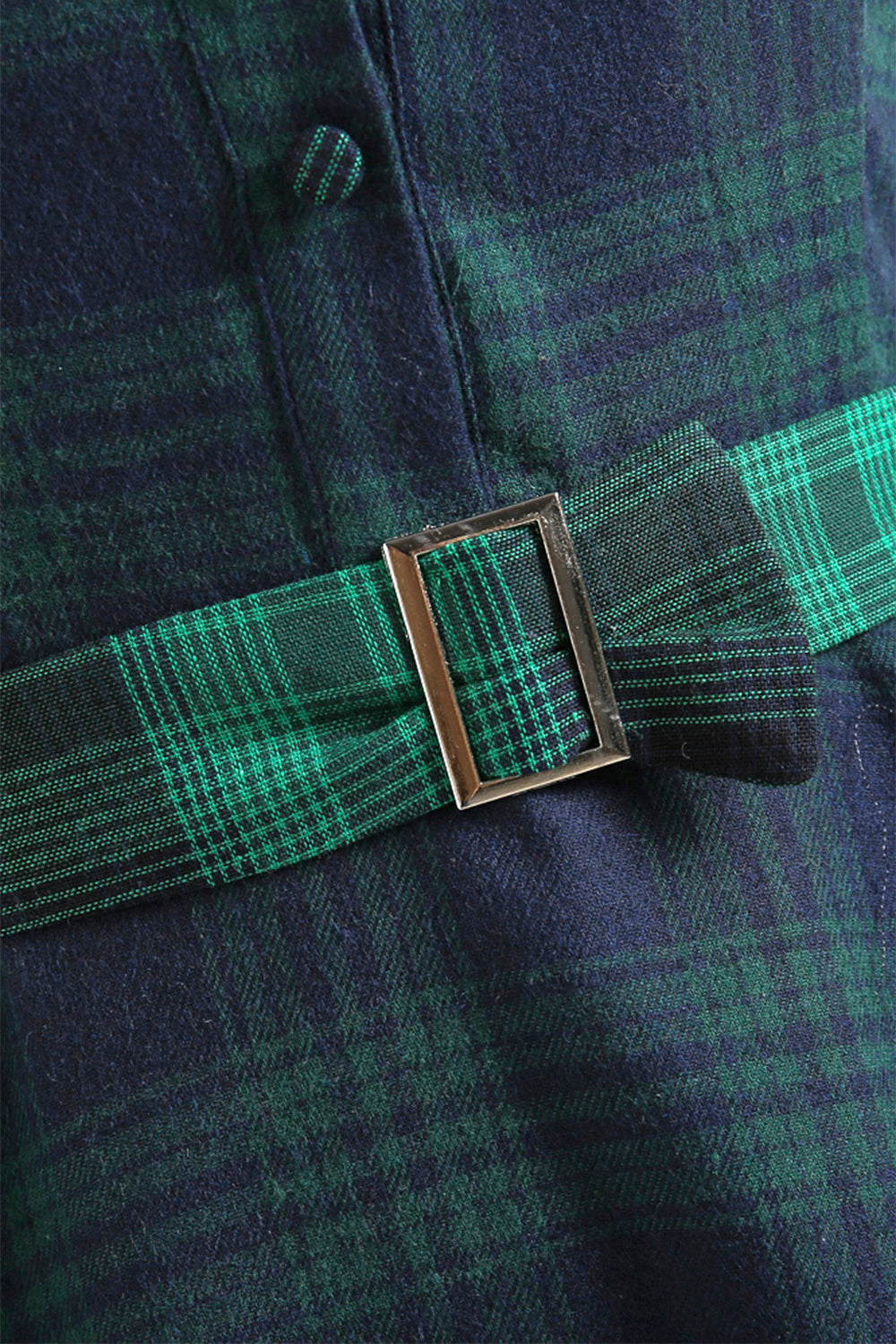 Vestido verde xadrez de 1950