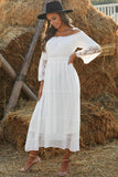 Branco fora do ombro vestido boho