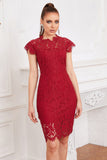 Vestido de renda de bodycon vermelho