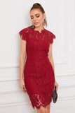 Vestido de renda de bodycon vermelho