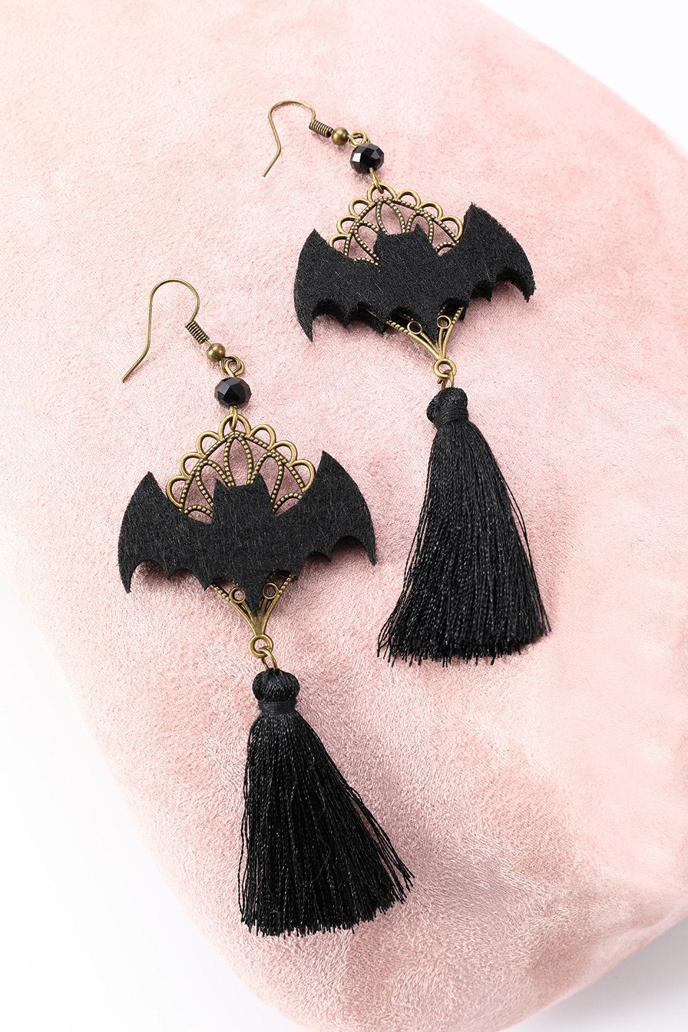 Brincos de gota de morcego de Halloween preto