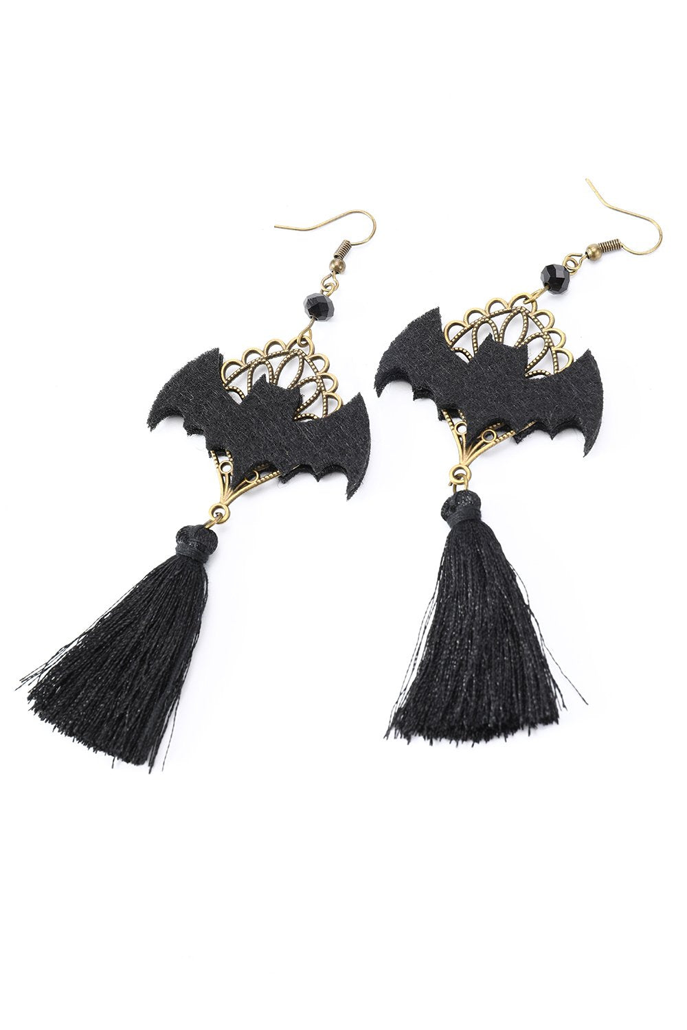 Brincos de gota de morcego de Halloween preto