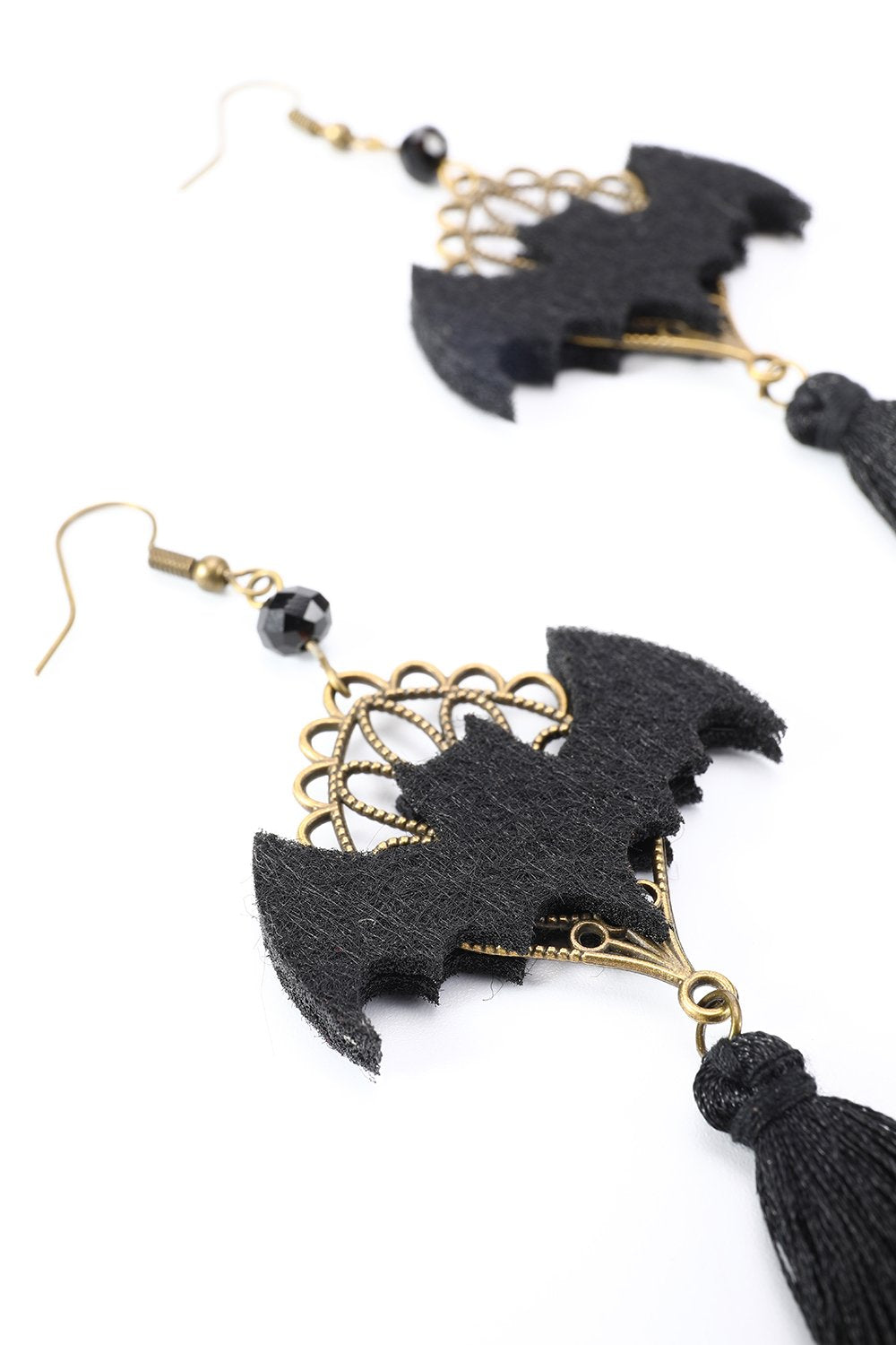 Brincos de gota de morcego de Halloween preto