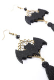 Brincos de gota de morcego de Halloween preto