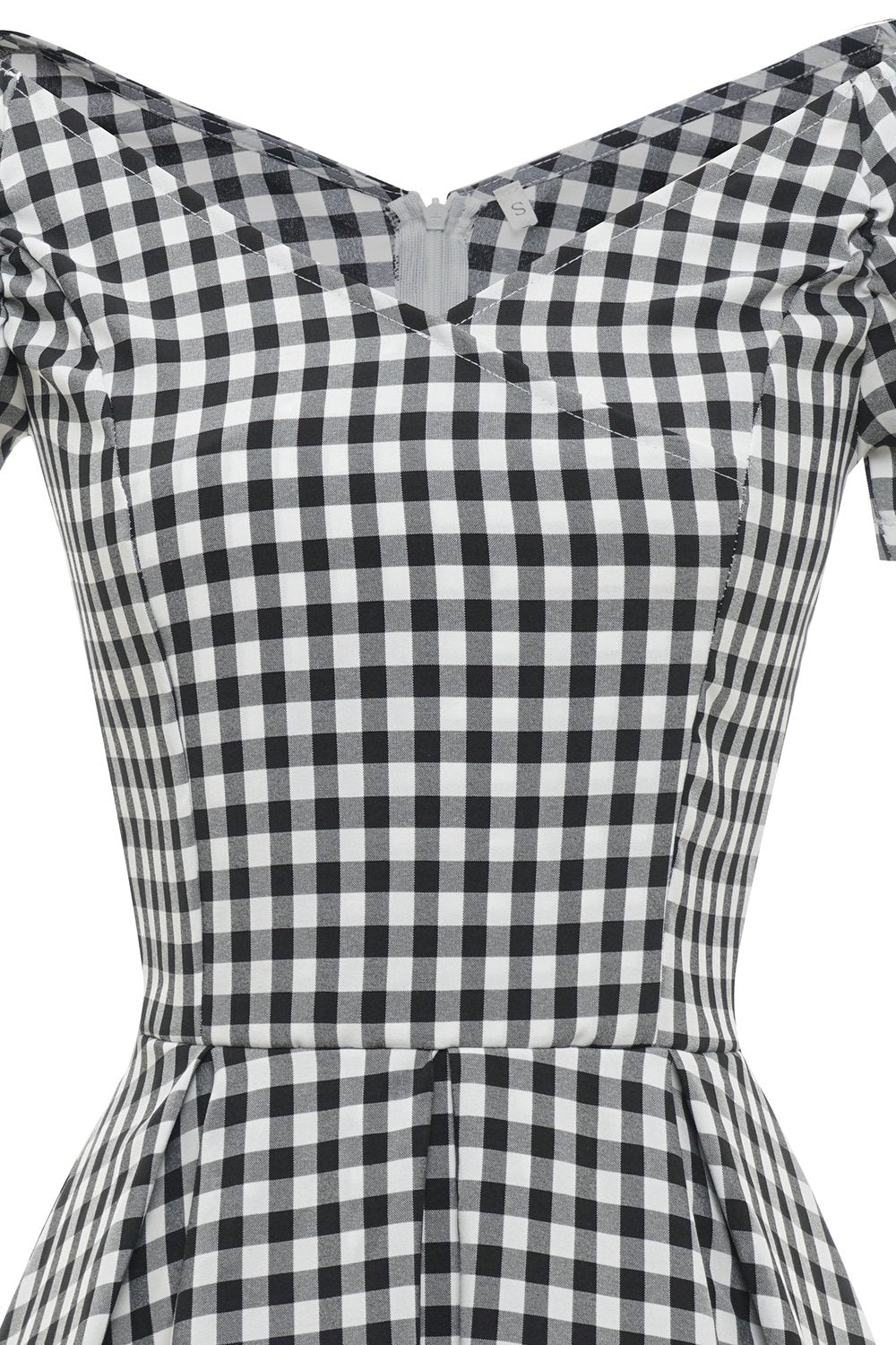 Vestido preto e branco xadrez vintage de 1950