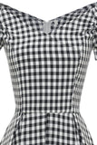 Vestido preto e branco xadrez vintage de 1950
