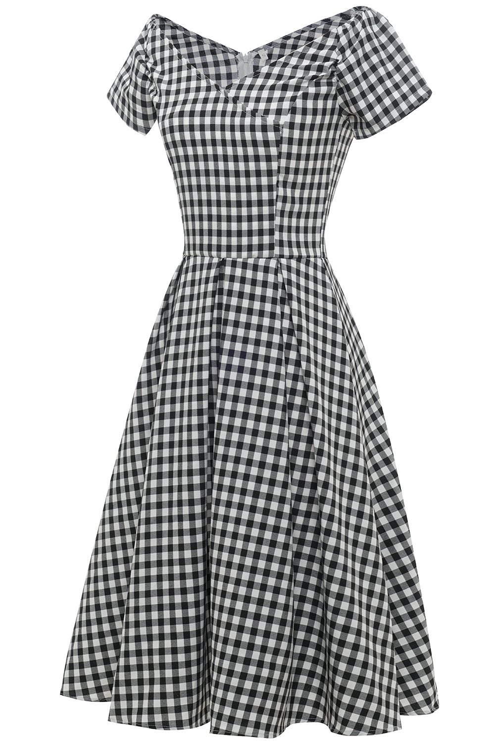 Vestido preto e branco xadrez vintage de 1950