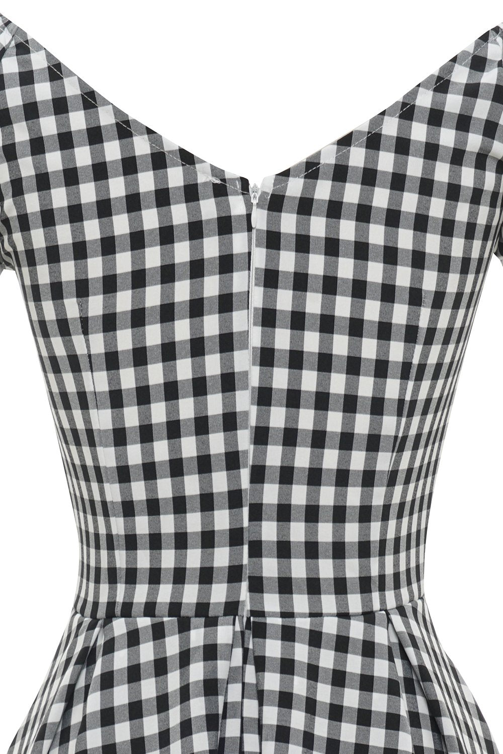 Vestido preto e branco xadrez vintage de 1950