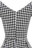 Vestido preto e branco xadrez vintage de 1950