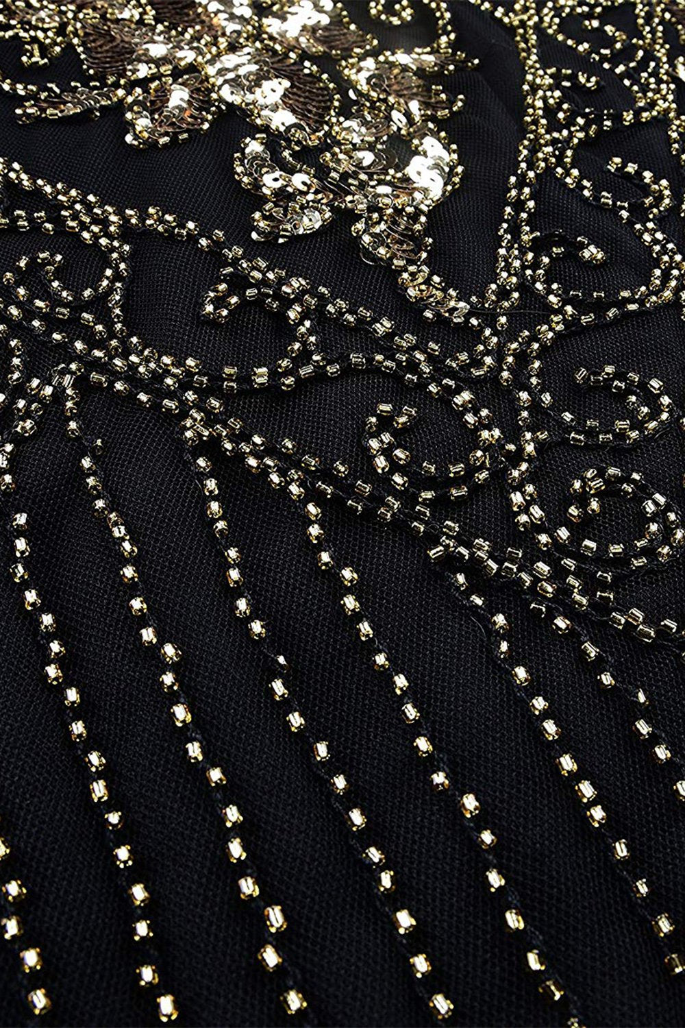 V Pescoço Preto Vestido Flapper 1920