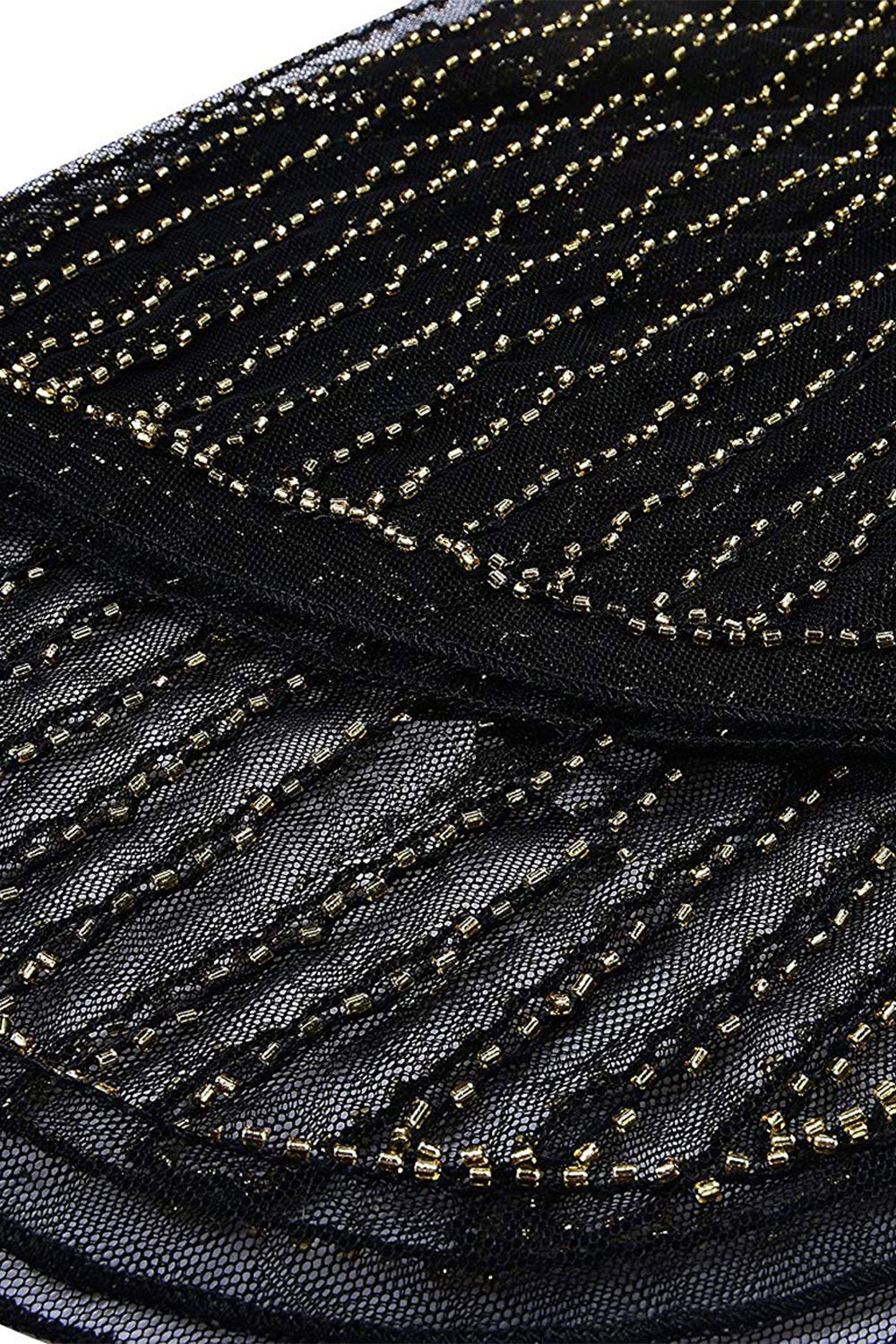 V Pescoço Preto Vestido Flapper 1920