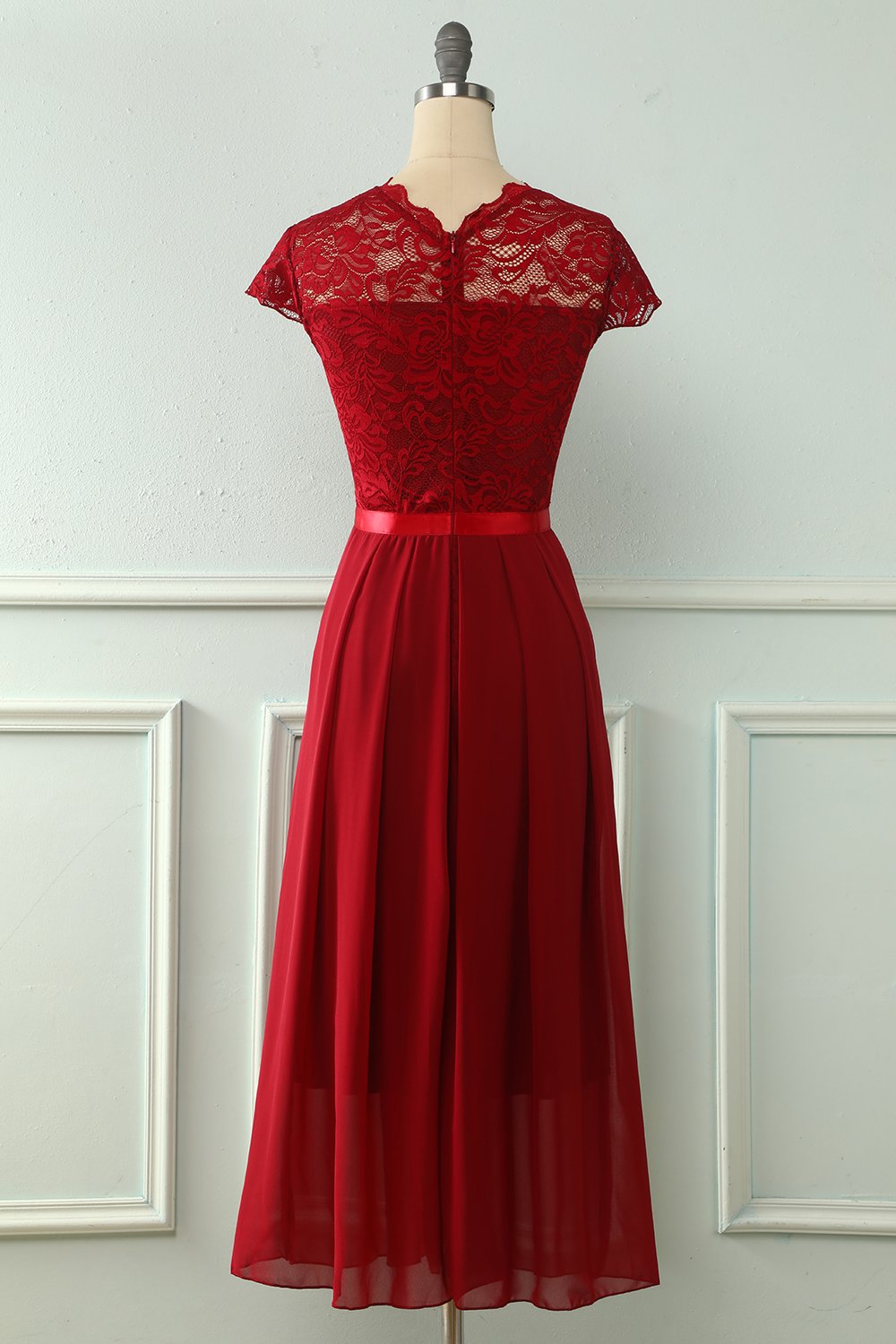 Vestido de festa de casamento de Midi Lace da Marinha