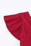 Vestido de festa simples vermelho com mangas de boné