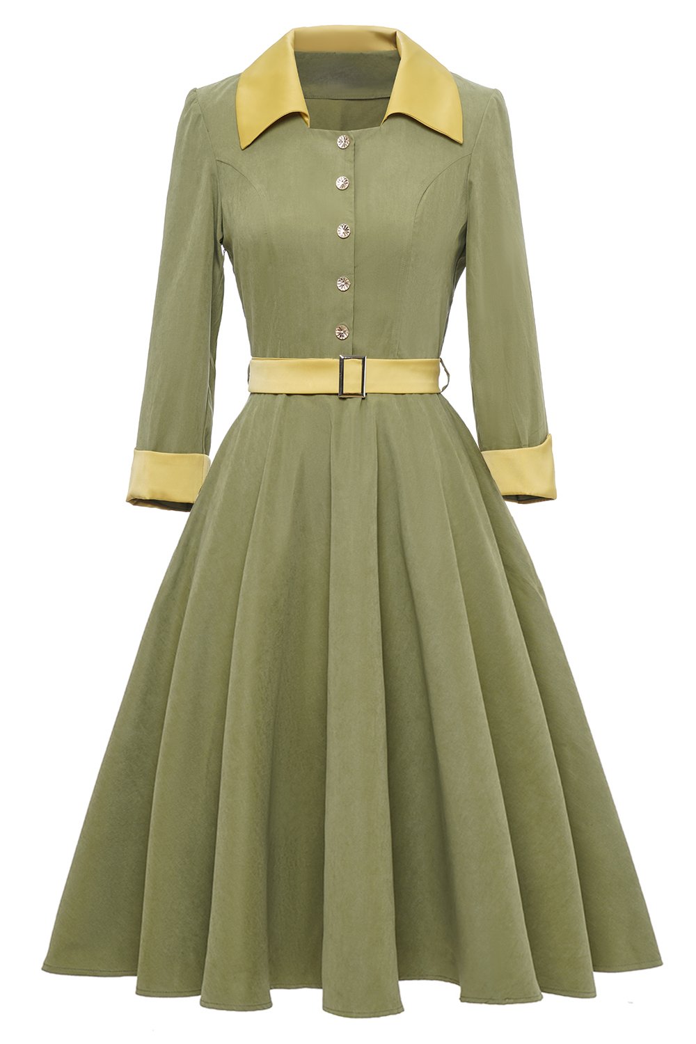 Exército Mangas Compridas De outono Vestido Vintage
