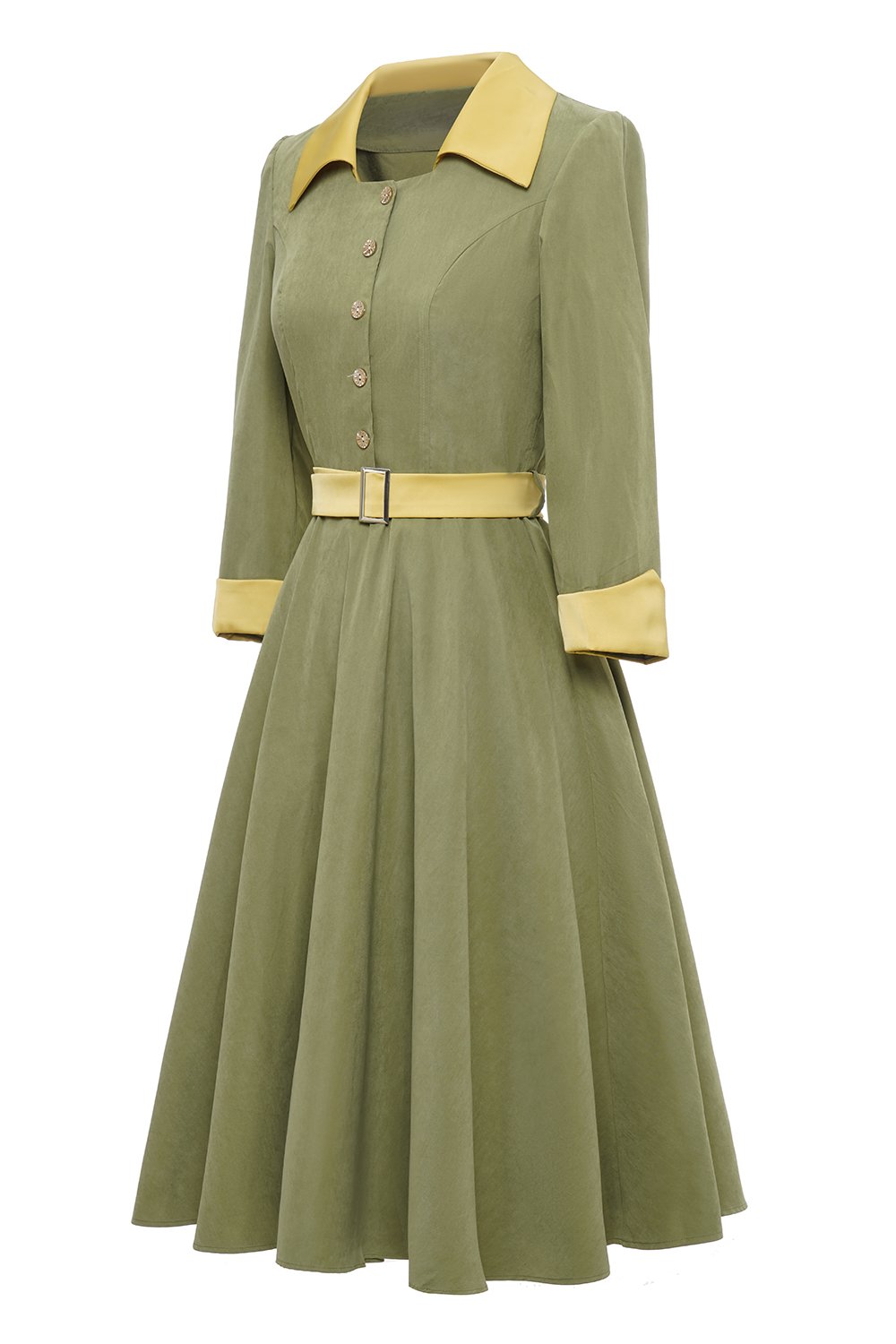 Exército Mangas Compridas De outono Vestido Vintage