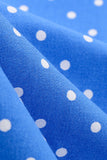 Halter Neck Blue Polka Dots Vintage Dress com Backless