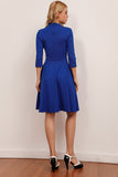 Vestido vintage azul royal com mangas