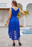 Vestido assimétrico de renda branca