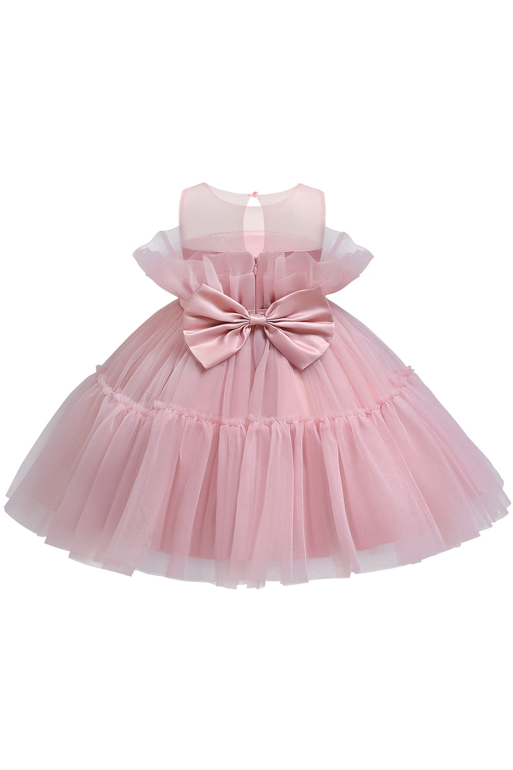 Vestido azul A-line Tulle Flower Girl com laço
