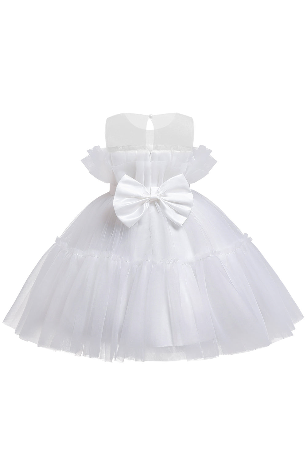 Vestido azul A-line Tulle Flower Girl com laço