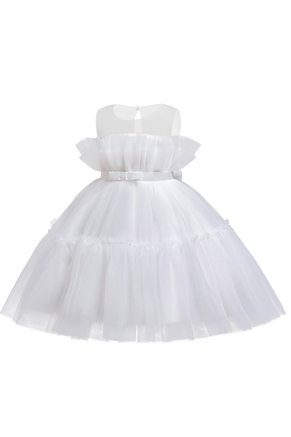 Vestido azul A-line Tulle Flower Girl com laço