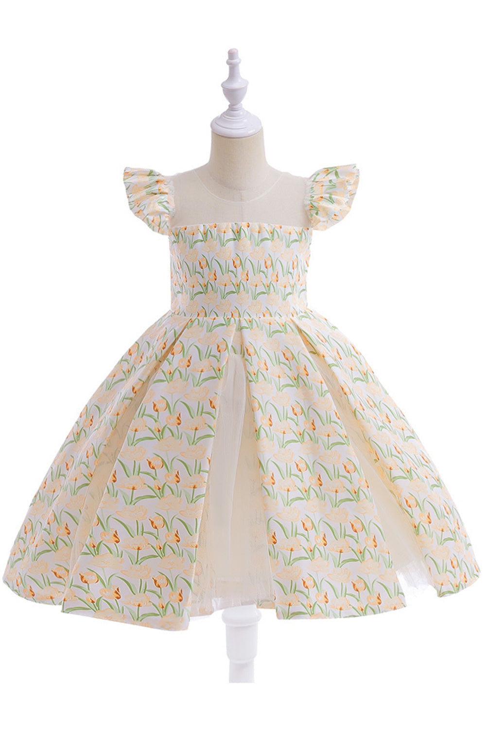 Flor cor-de-rosa estampada vestido da menina da flor