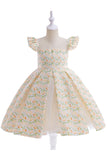 Flor cor-de-rosa estampada vestido da menina da flor