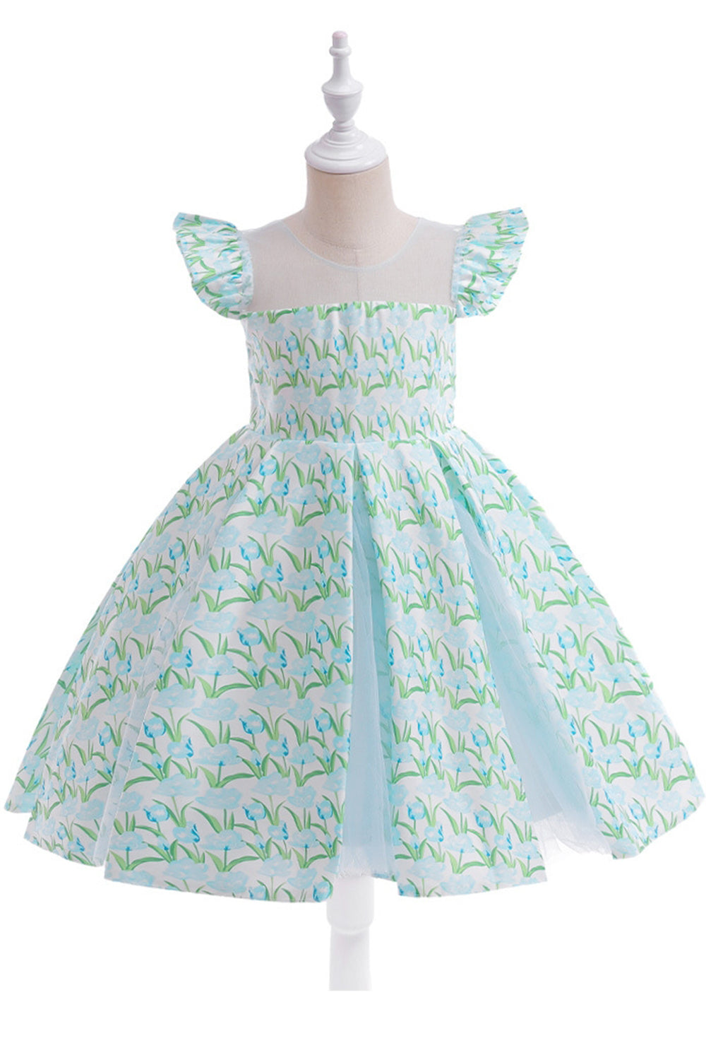 Flor cor-de-rosa estampada vestido da menina da flor