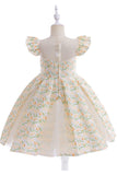 Flor cor-de-rosa estampada vestido da menina da flor