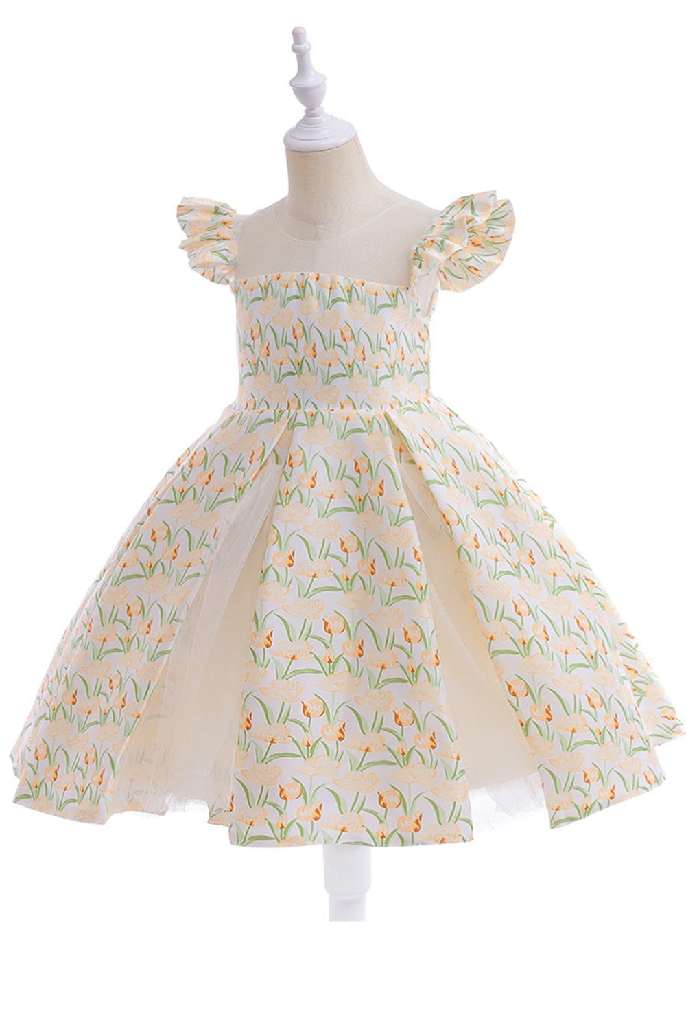 Flor cor-de-rosa estampada vestido da menina da flor