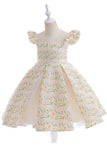 Flor cor-de-rosa estampada vestido da menina da flor