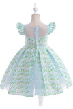 Flor cor-de-rosa estampada vestido da menina da flor