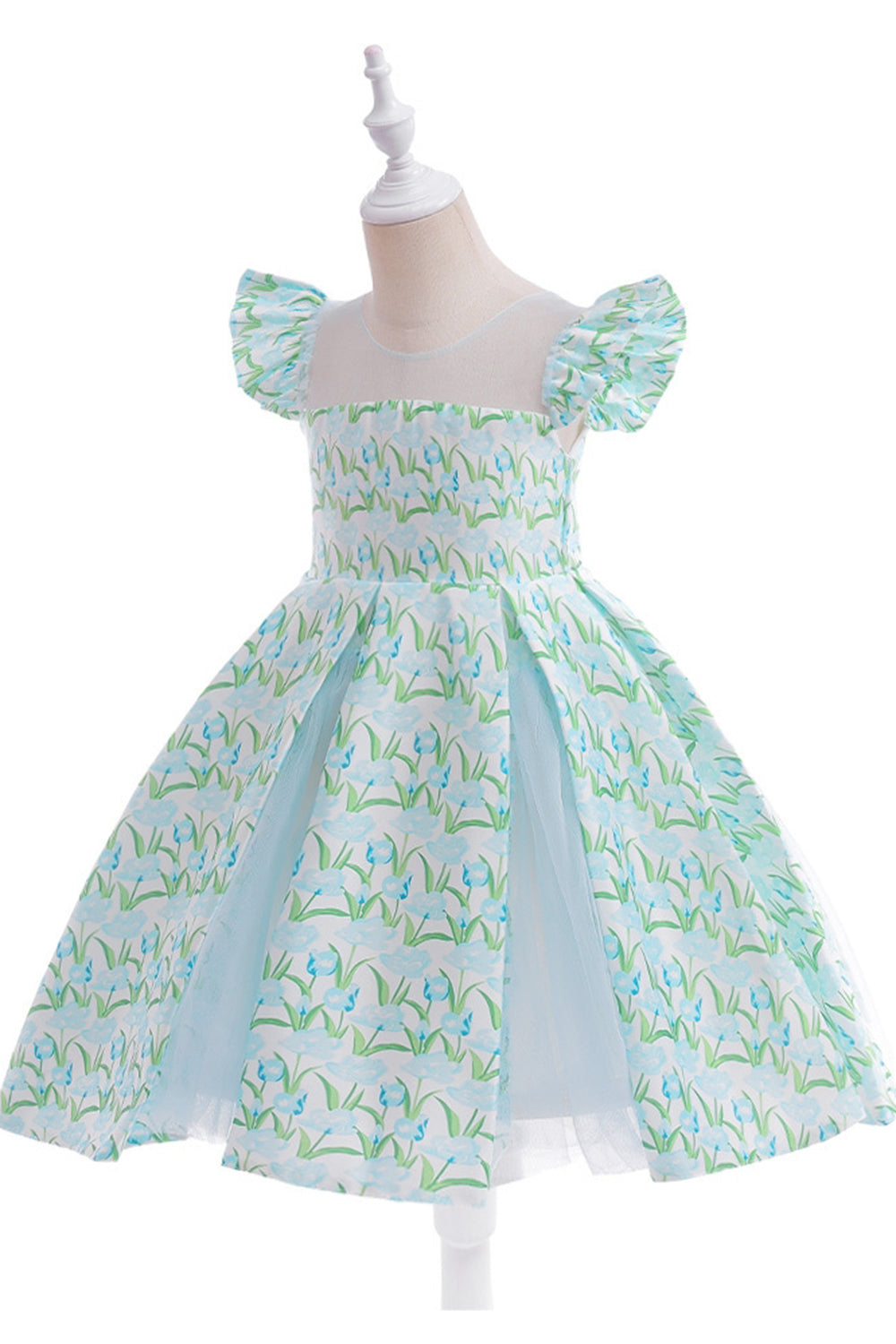 Flor cor-de-rosa estampada vestido da menina da flor