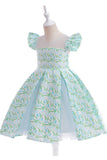 Flor cor-de-rosa estampada vestido da menina da flor