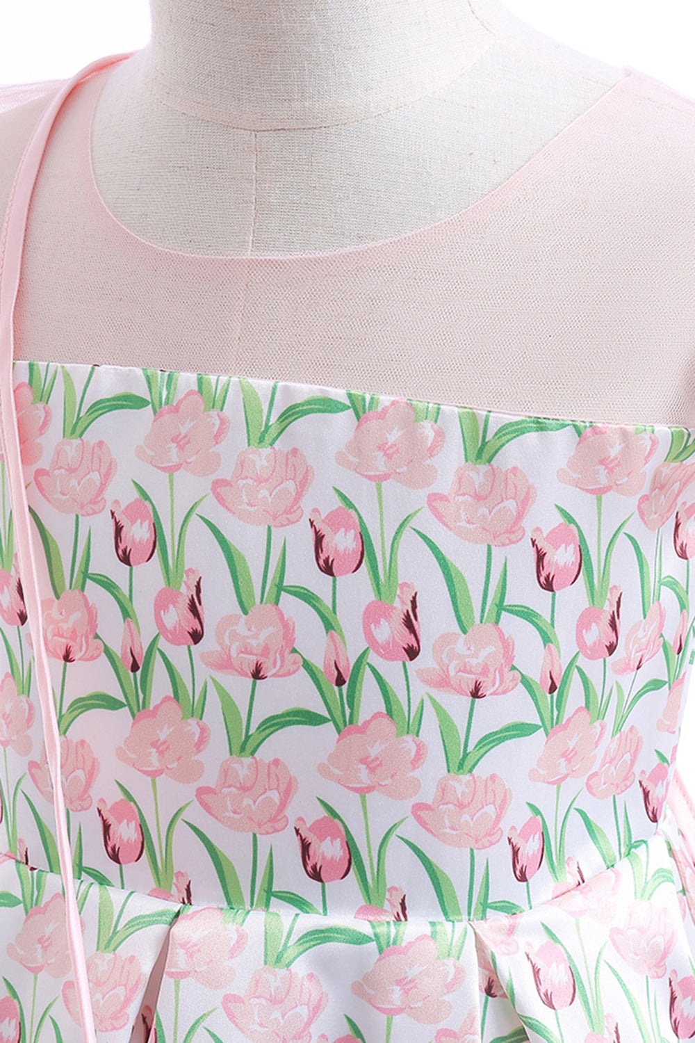 Flor cor-de-rosa estampada vestido da menina da flor