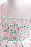 Flor cor-de-rosa estampada vestido da menina da flor