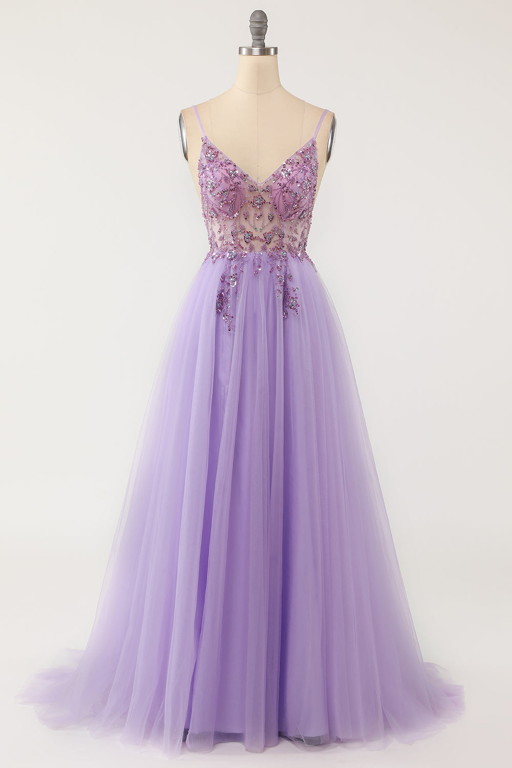 Vestido de Cerimónia Comprido Azul Claro Perolização