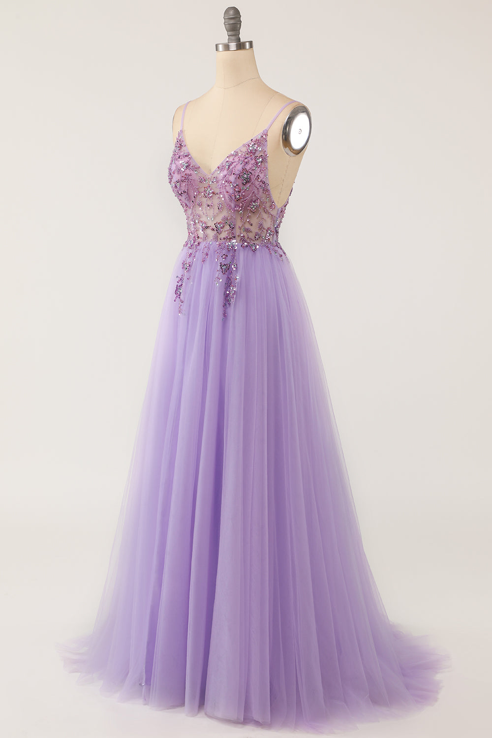 Vestido de Cerimónia Comprido Azul Claro Perolização