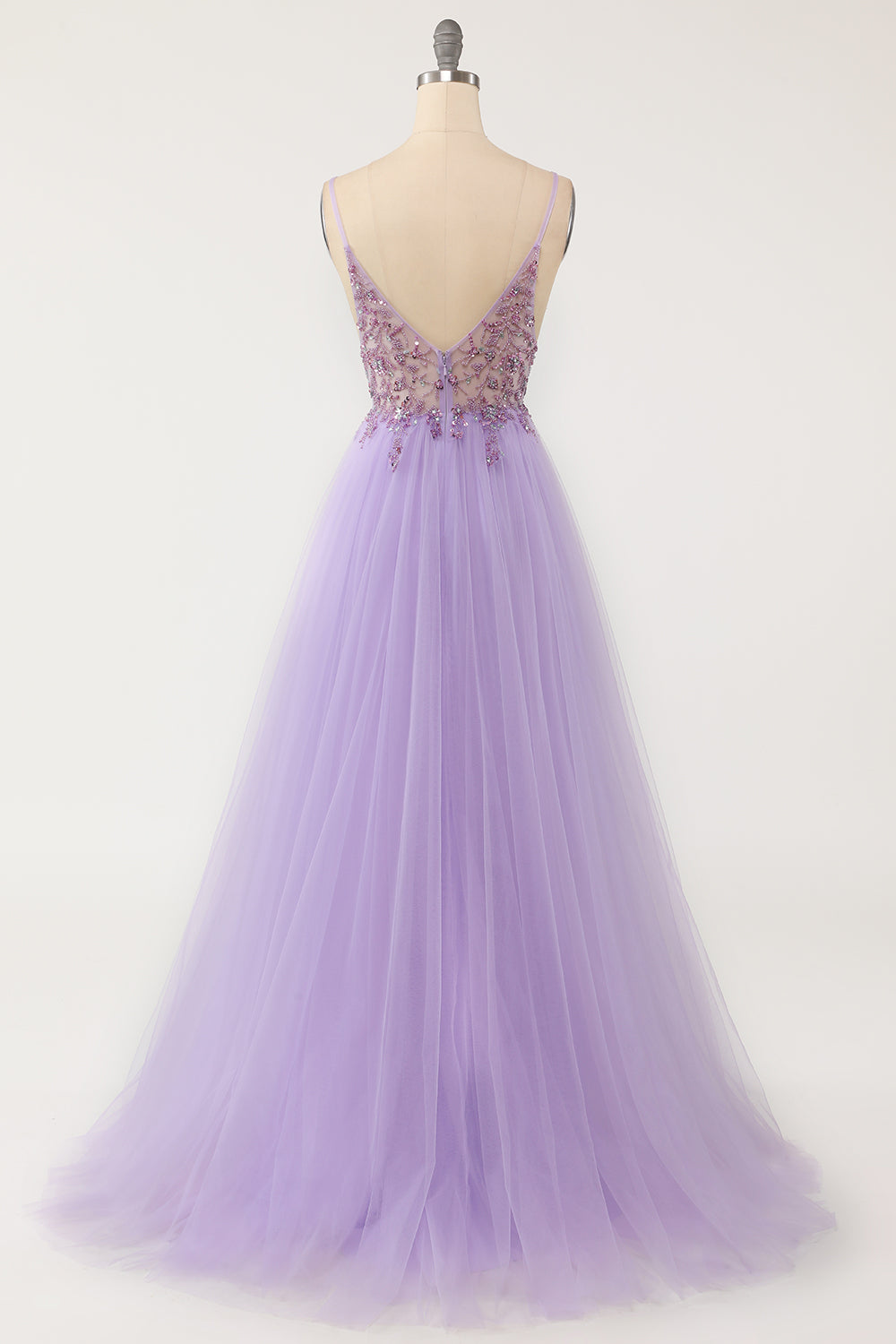 Vestido de Cerimónia Comprido Azul Claro Perolização