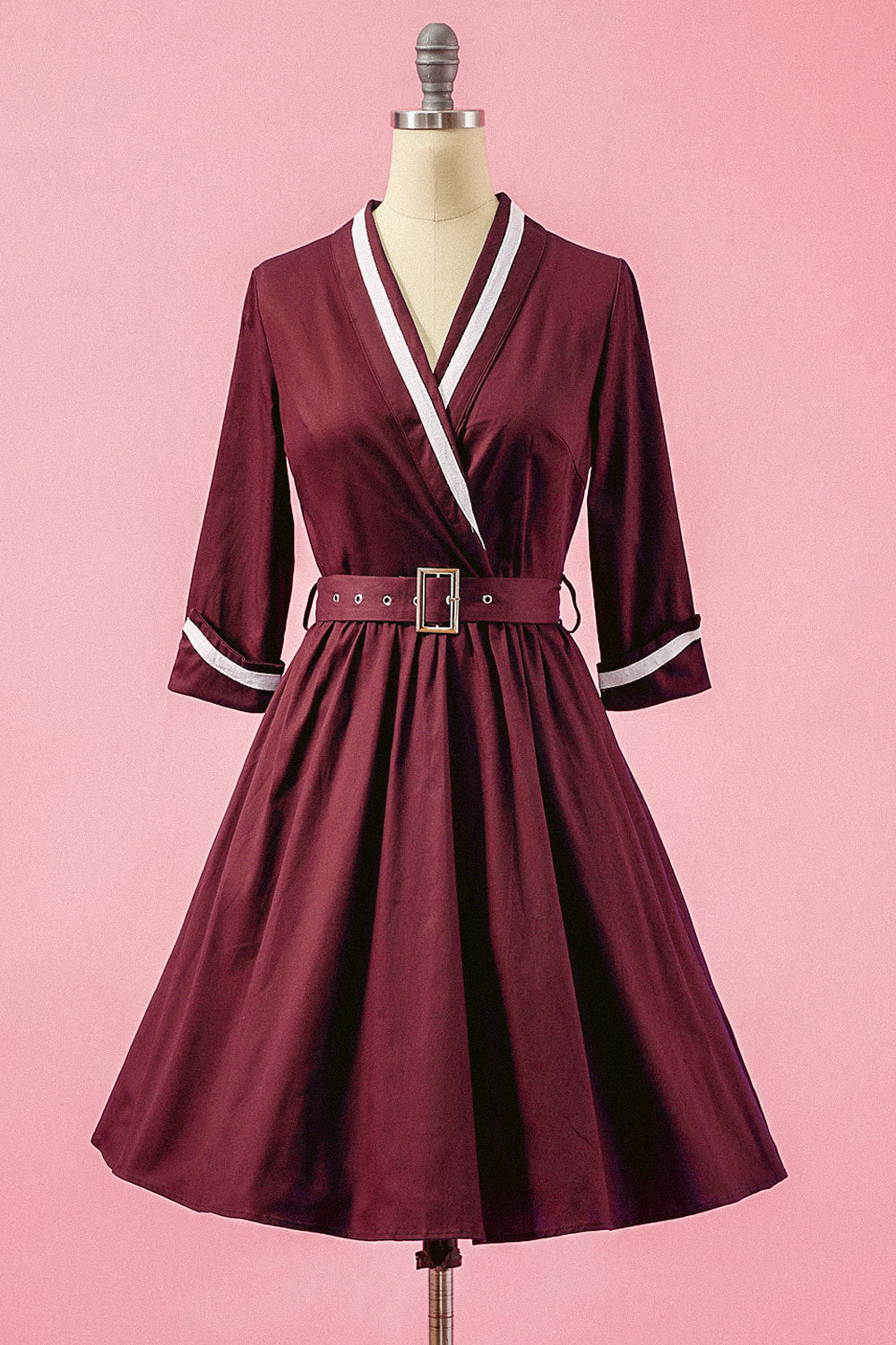 Azul marinho dos retalhos V Neck Casual Vestido Envelope