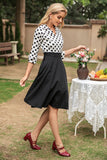 Preto e branco Polka Dots 1950s Dress